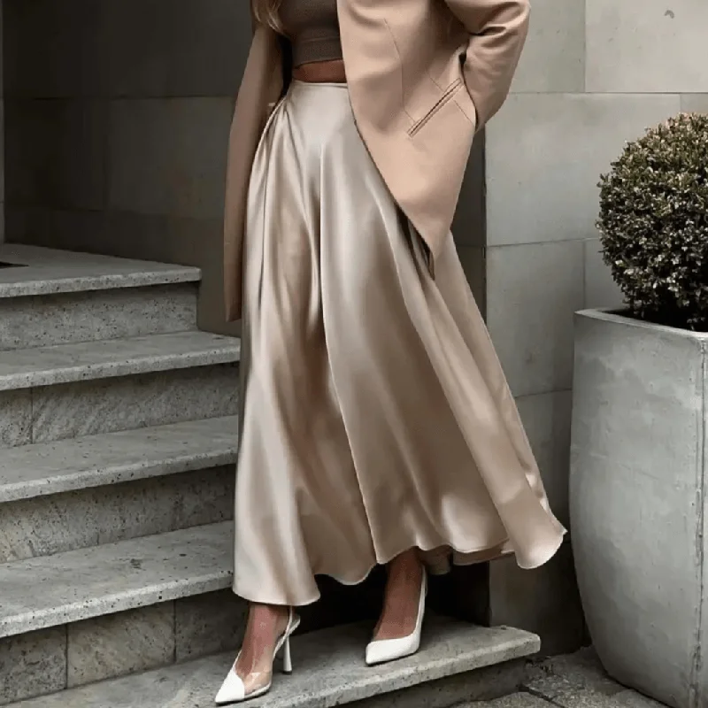 Silky Sway Satin Maxi Skirt silk skirt luxurious