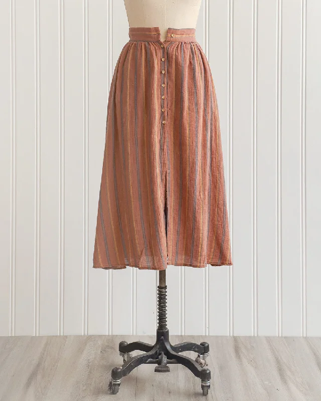 Clay Striped Midi Skirt denim skirt classic