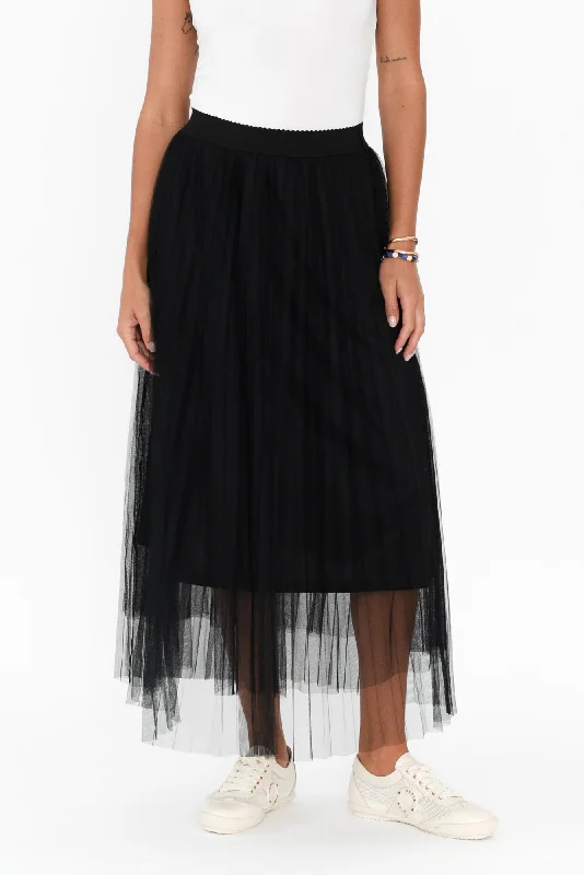 Sway Black Mesh Midi Skirt velvet skirt luxurious