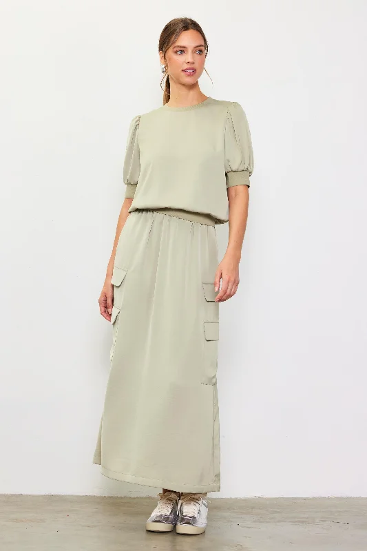 Utility Cargo Pocket Midi Skirt chiffon skirt airy
