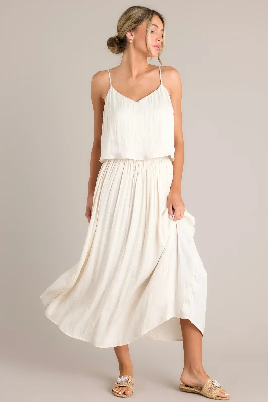 Z Supply Kahleese Luxe Sheen Sandstone Midi Skirt a-line skirt cut